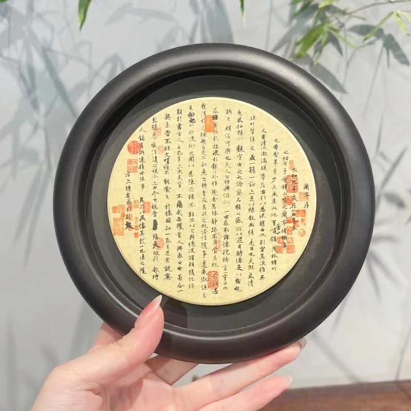 惊蛰 复古味吸水圆形壶承兰亭序茶盘茶托 功夫茶具配件 百搭款