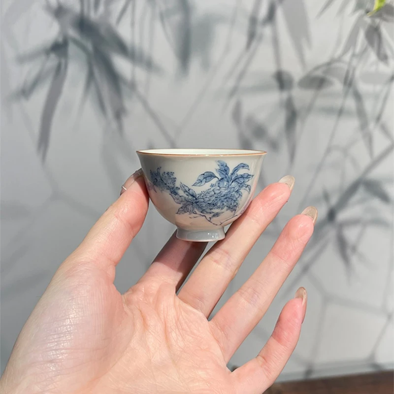 惊蛰 复古青花瓷橘子花茶杯陶瓷玉兰杯中式小杯子功夫茶具客杯