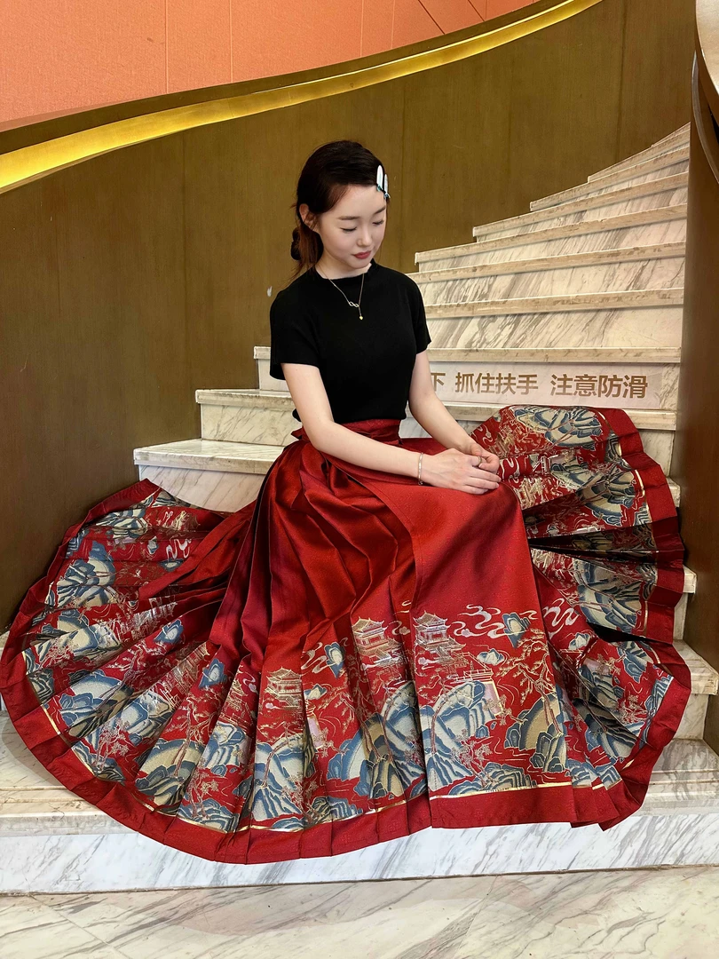 【蓬莱仙境】长款重工织金仿妆花礼服显瘦中国风马面裙曹县汉服加厚