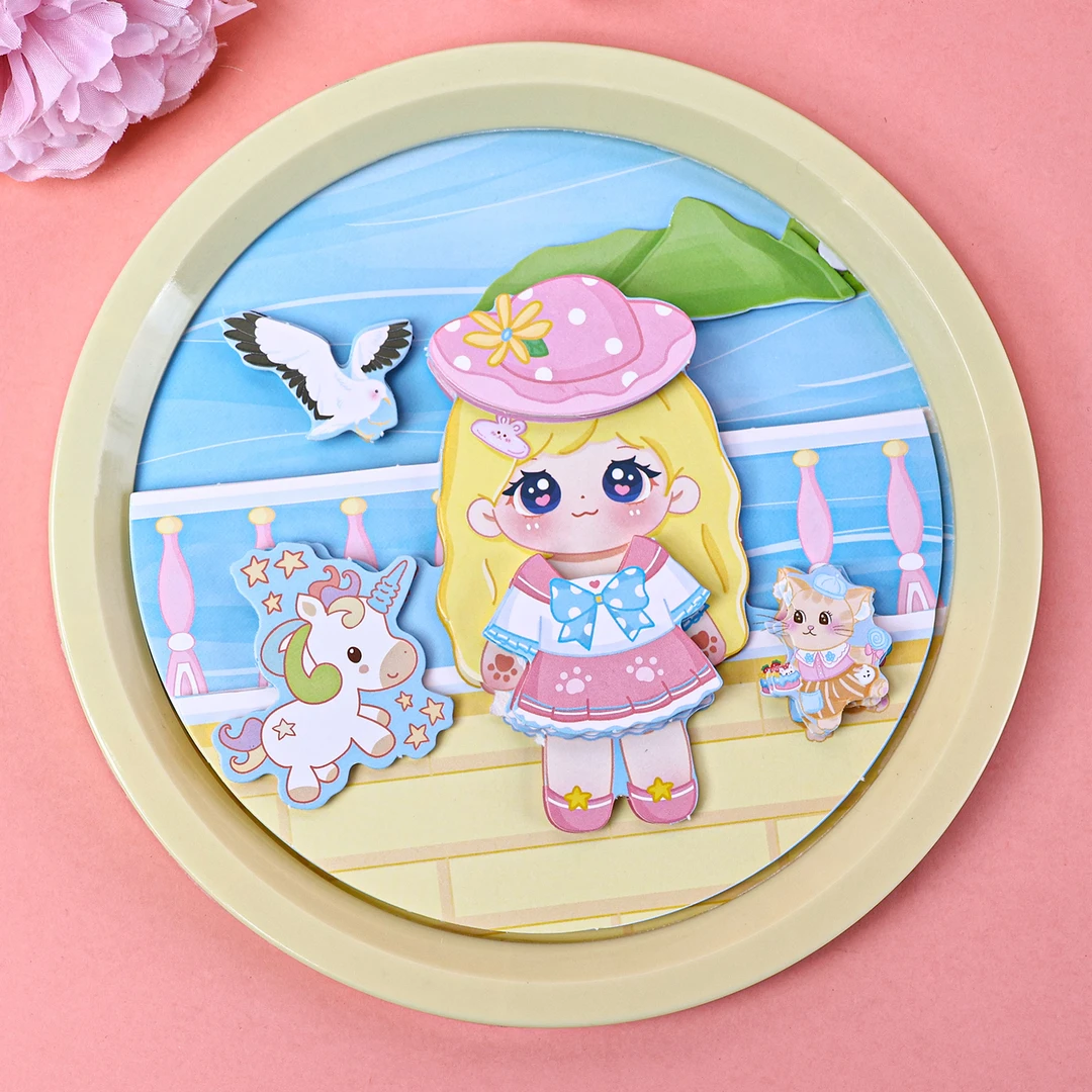 3D立体公主熊猫贴纸儿童卡通相框贴画黏贴幼儿园男女孩手工diy