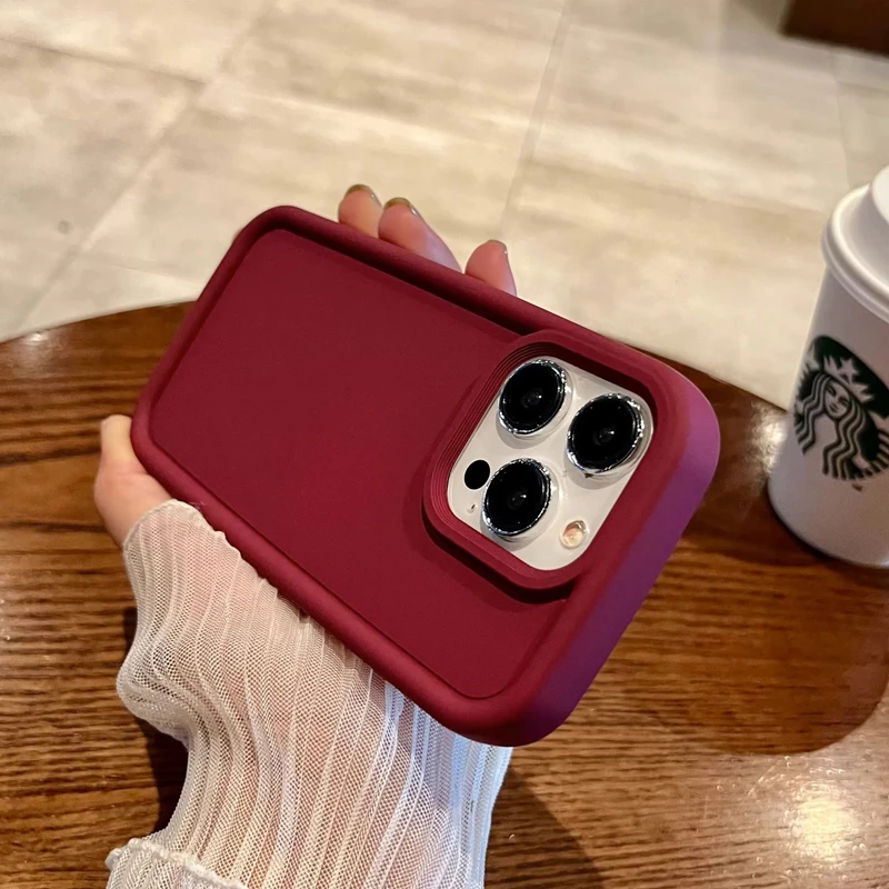 日韩简约磨砂iPhone14promax苹果14pro手机壳防摔13网红12/11酒红