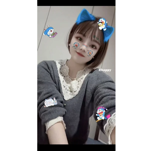 V领蕾丝花边拼接温柔风毛衣针织