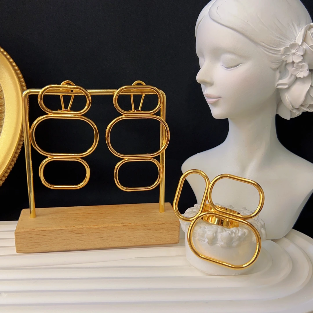 铜合金戒指 哈尼西牧铜合金时尚华丽戒指耳环组合#0007600