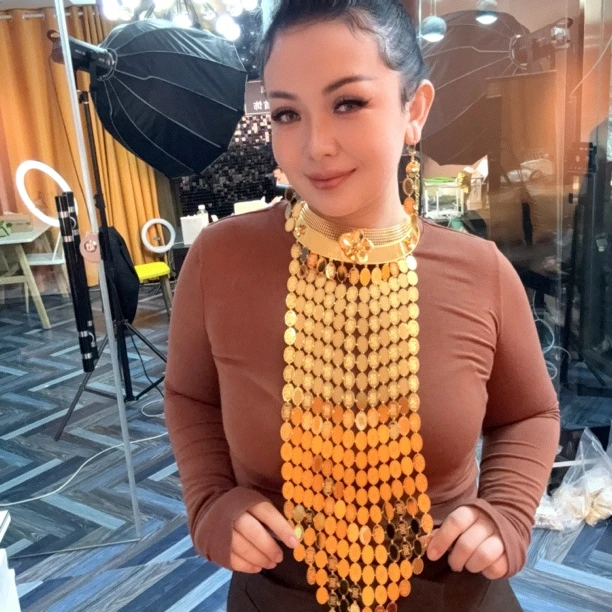 铜合金项链 哈尼西牧铜合金时尚华丽两件套#0007210