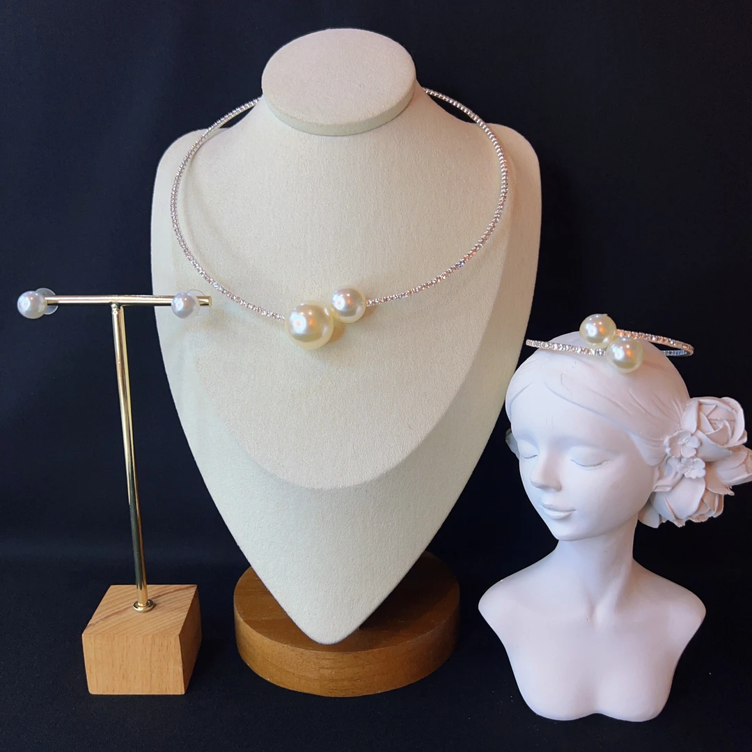 铜合金锆石项链 哈尼西牧铜合金时尚华丽三件套#0007061