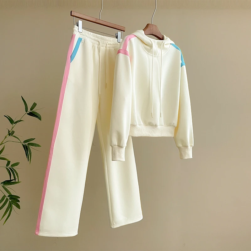 多巴胺时尚减龄套装女秋季新款修身显瘦连帽卫衣阔腿裤两件套潮流