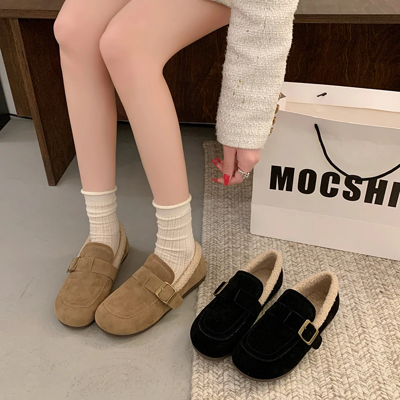 秋冬百搭勃肯鞋女春秋外传毛毛鞋秋冬软底绒面一脚蹬女鞋时尚ins