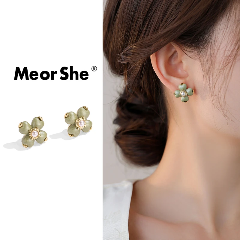 MeorShe 铜合金耳饰 设计感时尚百搭气质轻奢ins简约女耳钉森系