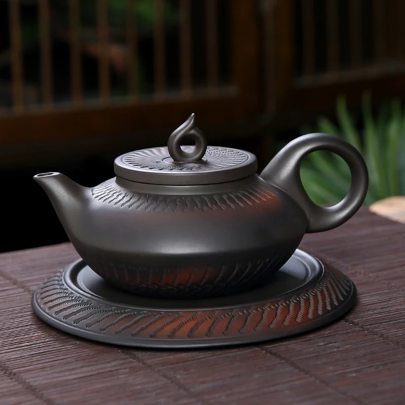原矿紫砂莲灯壶紫陶泡茶壶功夫茶具家用过滤大容量单壶泡茶壶神器