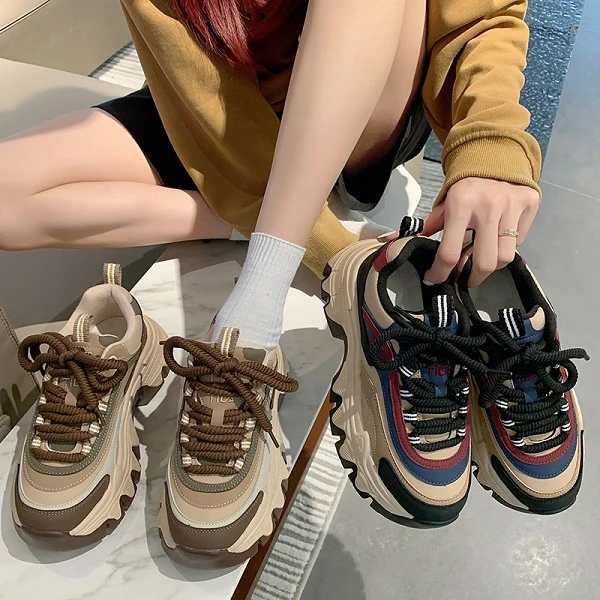 【琨儿专属】阿佰丽厚底女ins潮韩版超火港风休闲运动老爹鞋A532