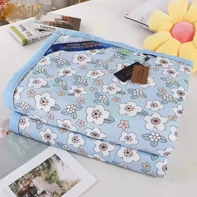 【MS】凉感丝冰豆豆夏凉被-纯净花园蓝系列夏凉被亲肤