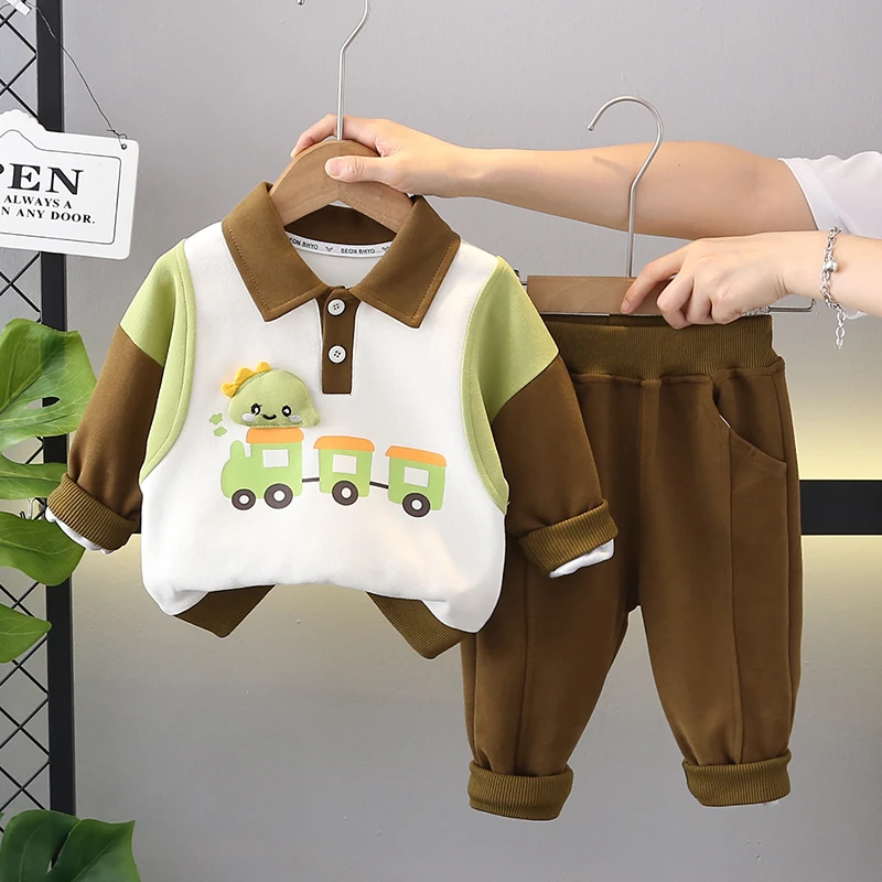 童装男童秋装套装新款小童婴儿童春秋季男宝宝洋气撞色卫衣两件套