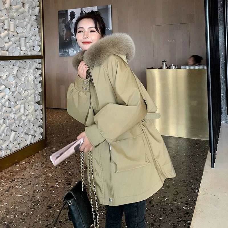 小个子派克服女中长款冬装2023新款棉衣棉服加绒冬季棉袄工装外套