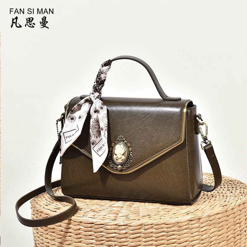 FSM/2025新款百搭复古手提包休闲斜挎包气质女士单肩简约轻奢潮流