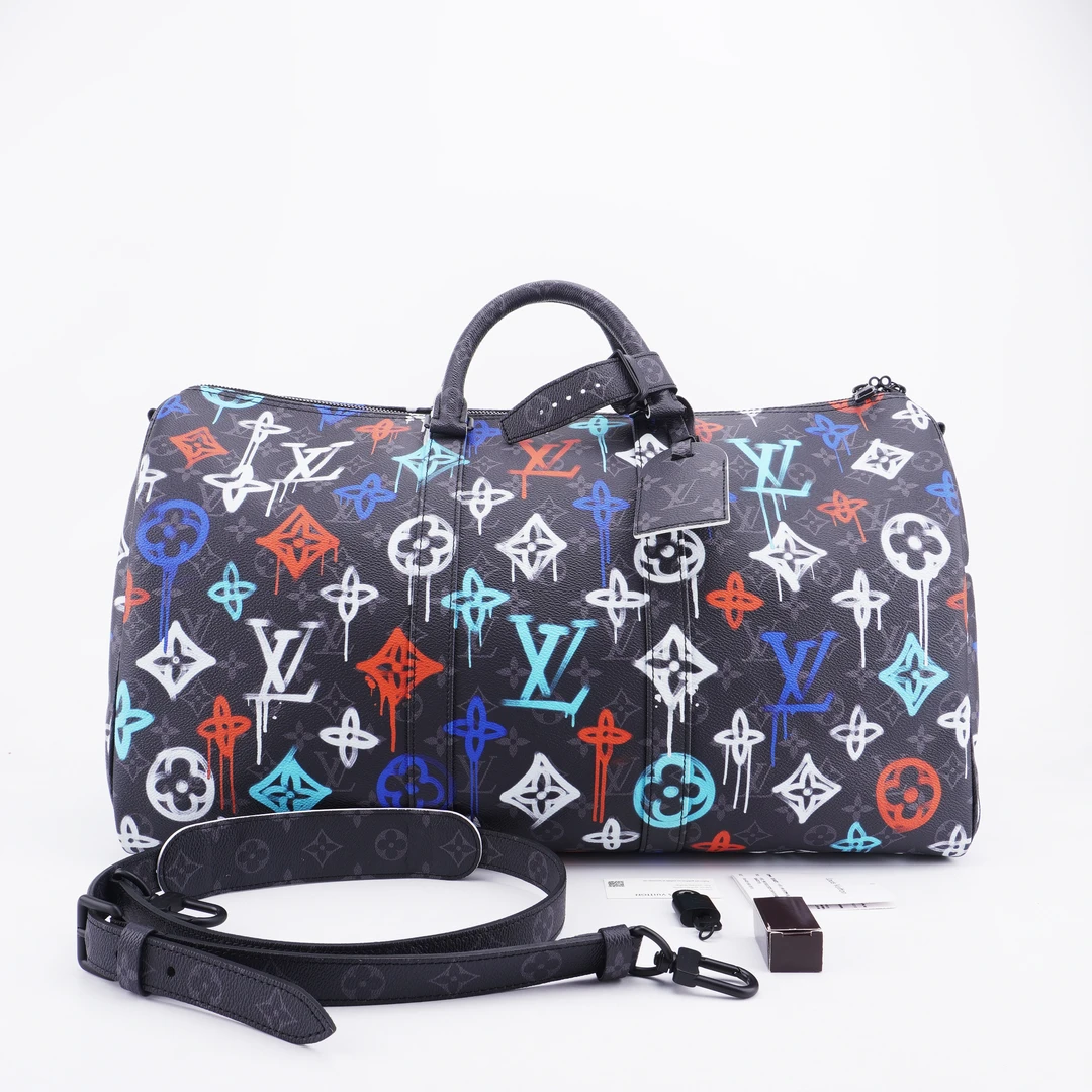 99新 99新LV限量款Keepall 50涂鸦印花系列旅行袋50/29/23 E962