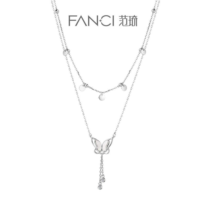 FANCI/范琦 坠链均925银合成锆石 灵蝶双层项链 灵动轻奢气质 汉