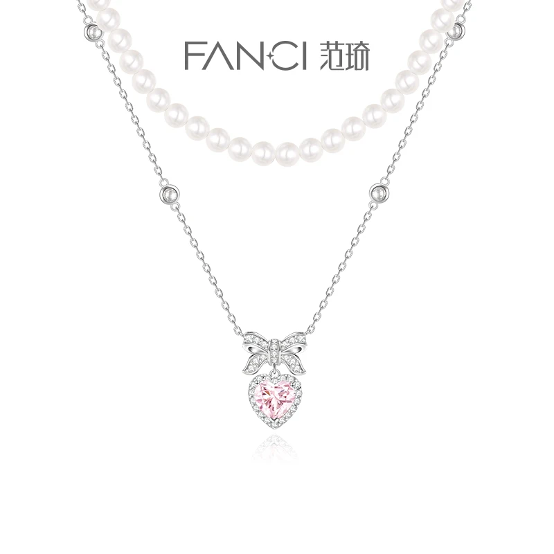 FANCI/范琦 坠链均925银合成锆石 公主结双层项链 叠戴时尚精致