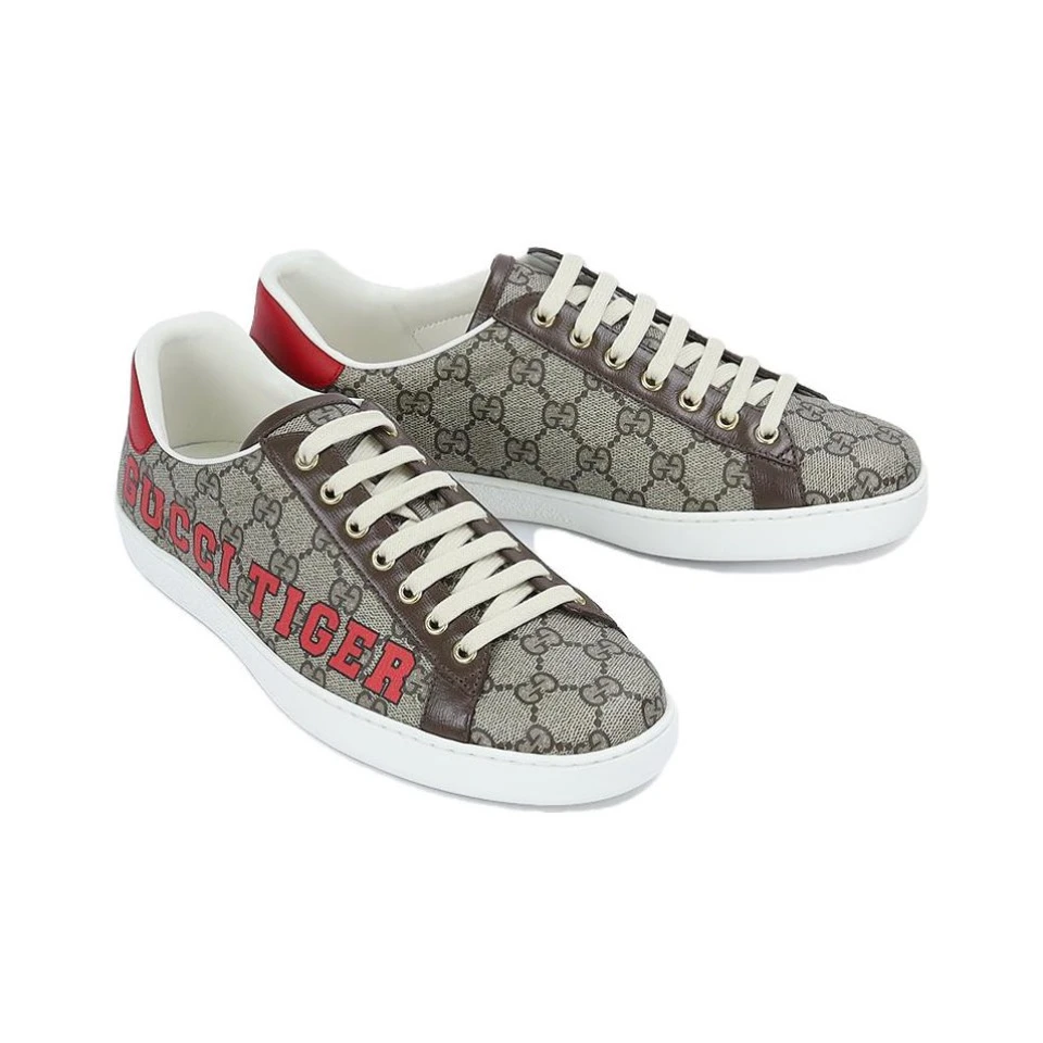 未使用 GUCCI/古驰 Ace系列休闲皮革印花老花运动鞋板鞋（8）42码