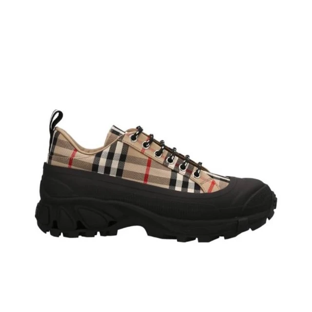 未使用 BURBERRY/博柏利 帆布时尚格纹耐磨低帮运动鞋女黑棕37码