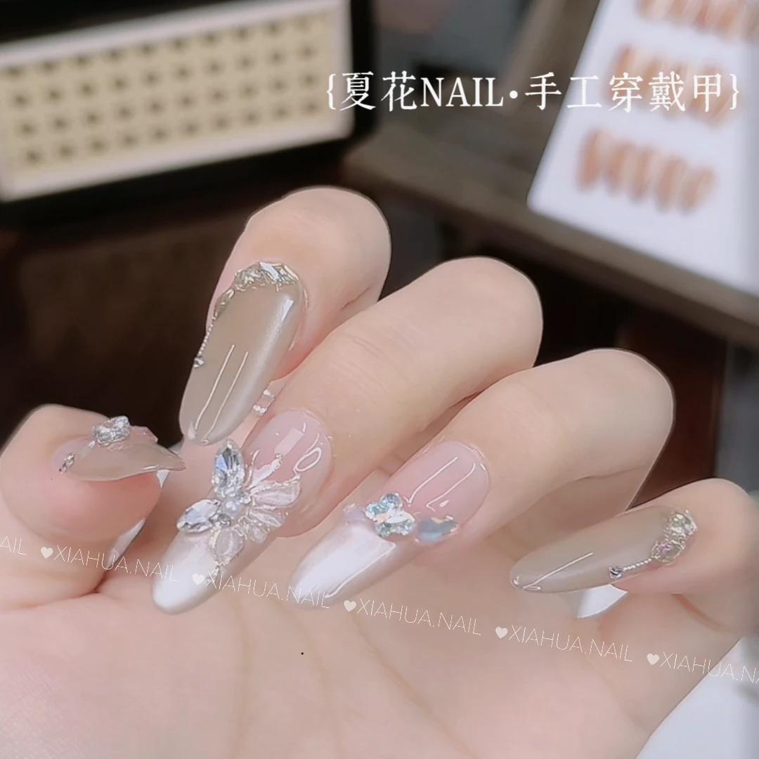 XIAHUA【枯叶蝶】蝴蝶在指尖轻弹如梦如幻纯手工穿戴甲