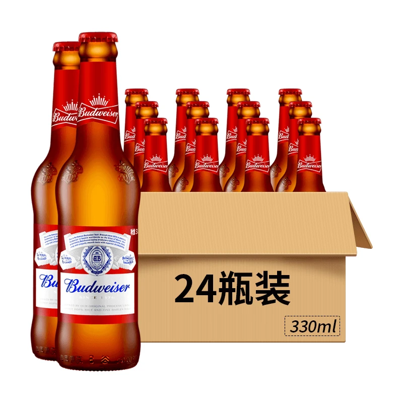 百威啤酒9.7°P瓶装330ml 24瓶