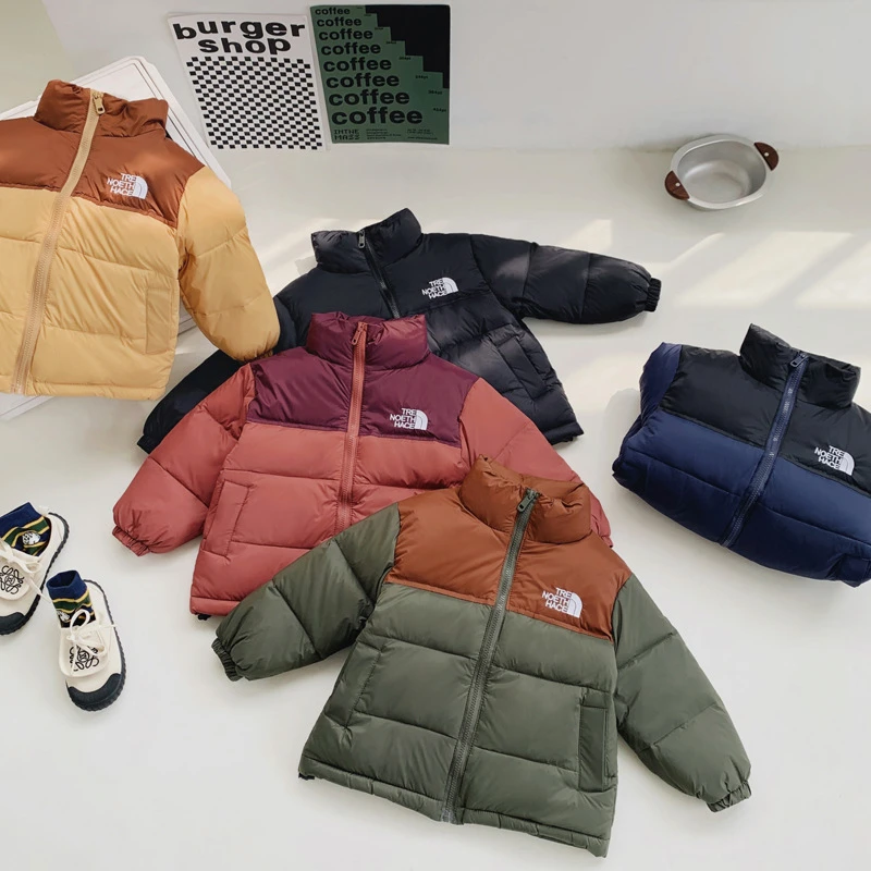 新款儿童羽绒服男女童立领拼接童装加厚羽绒外套冬洋气连帽轻薄