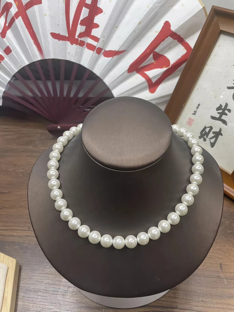 【松柏珠宝】珍珠项链贝珠卡10m左右气质白色时尚百搭女士强光经典