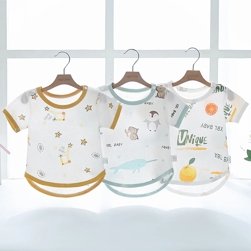 短袖婴儿纯棉婴幼儿镂空上衣男女童半袖网眼打底中小童薄款夏