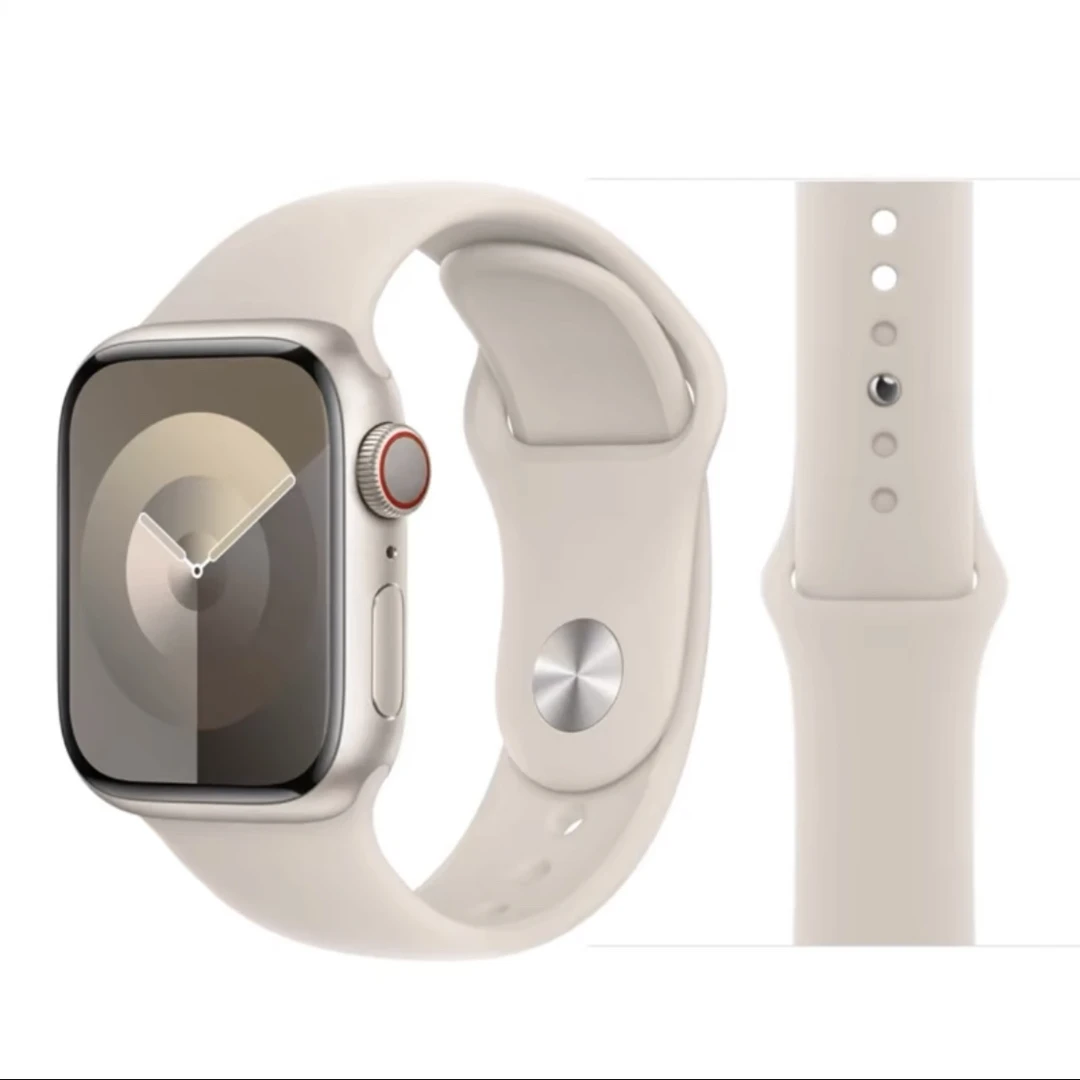 99新 Apple/苹果 原装硅胶表带适用于s1-s9毫米手表 星光色