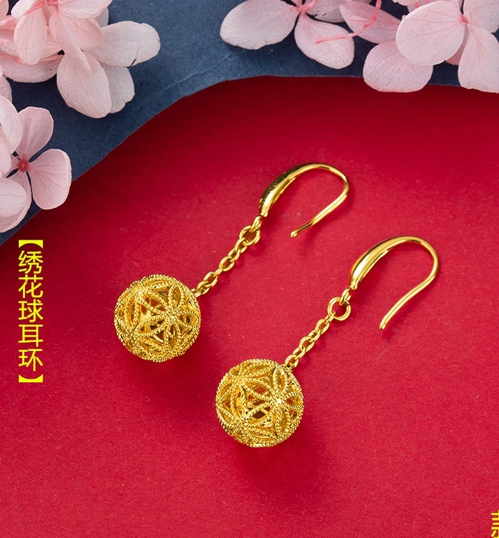 铜合金耳饰 【大款花丝绣球耳坠】气质女款民族风