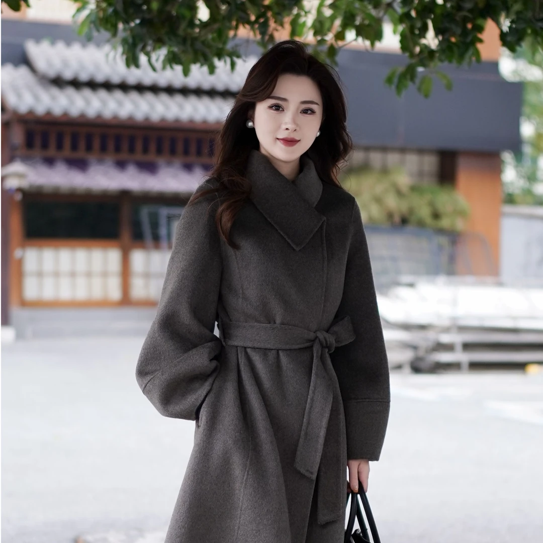 【摩卡奶昔】秋冬款翻领时髦大衣9558