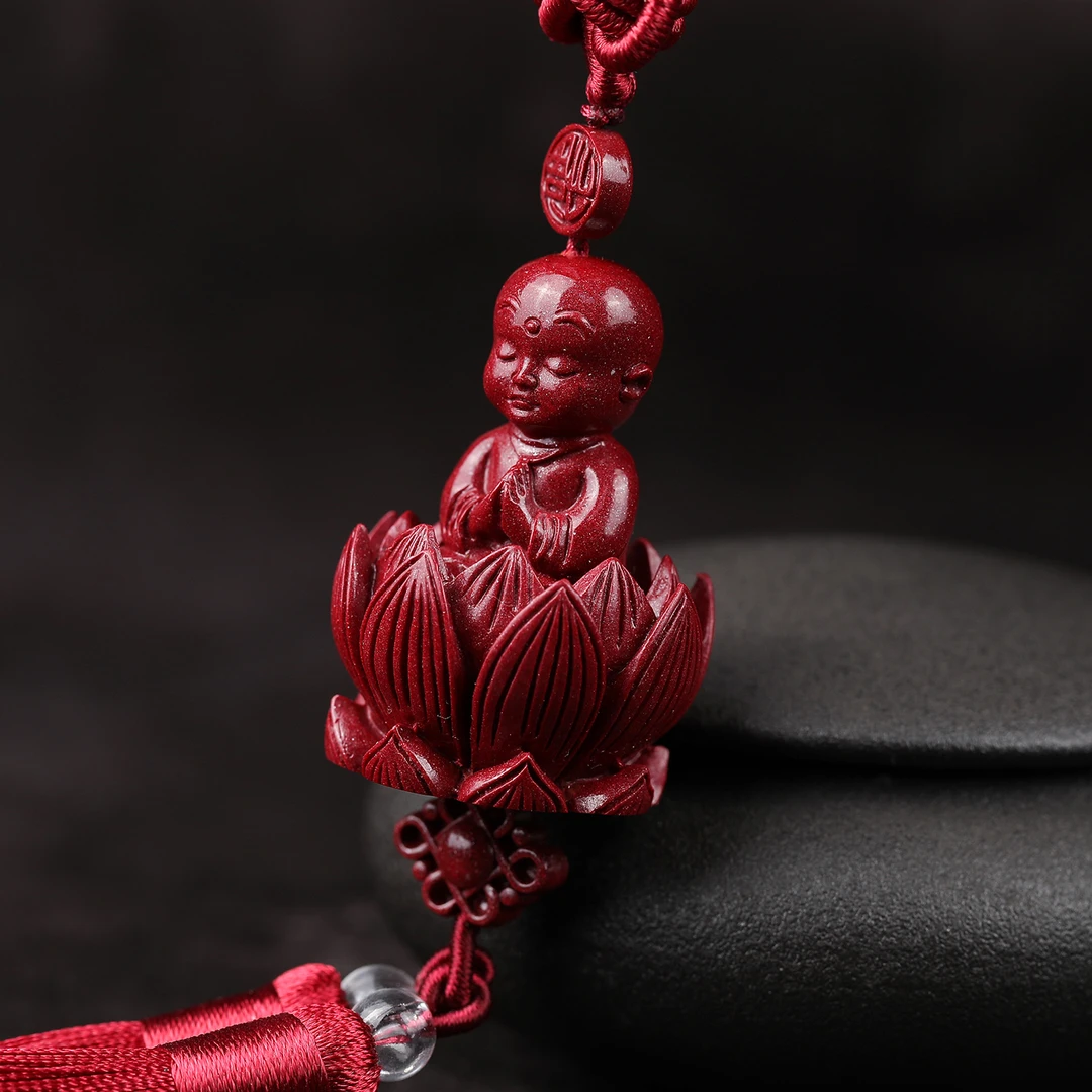 含辰砂工艺品高含量朱砂佛在心中车挂件紫金砂莲花佛乔迁翻新对门