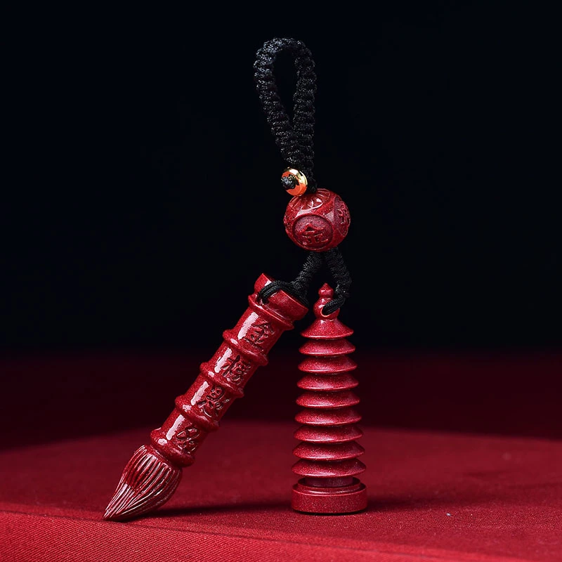 含辰砂工艺品朱砂金榜题名文昌笔钥匙扣紫金砂文昌塔小众满分礼物