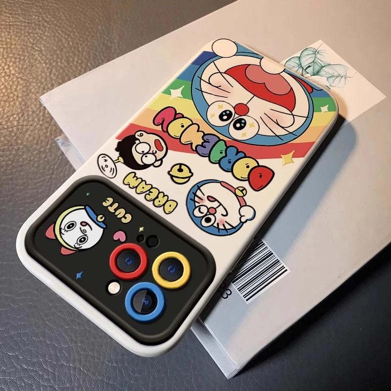 适用苹果15promax手机壳iphone14全包13防摔新款简约时尚叮当家族