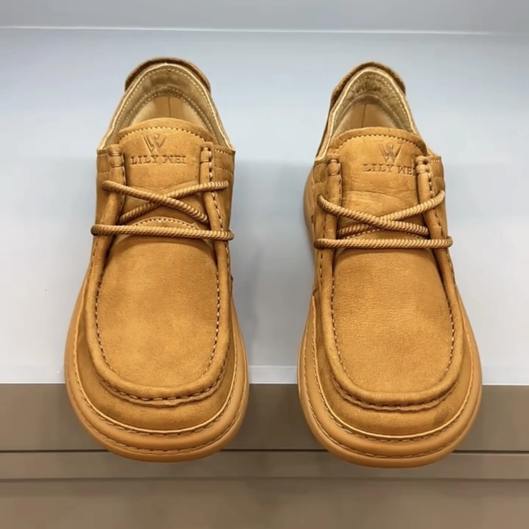 18312春季休闲板鞋新款男士鞋透气韩版磨砂芒果头休闲男皮鞋男