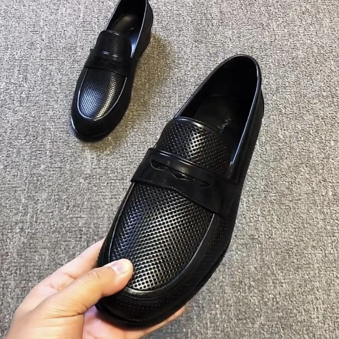 673-15新款男士时尚高端净版激光打孔百搭商务休闲低帮皮鞋男