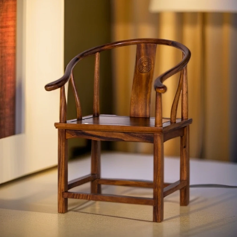 南美胡桃木圈椅新中式家用桌椅简约北欧茶椅实木椅书椅书房