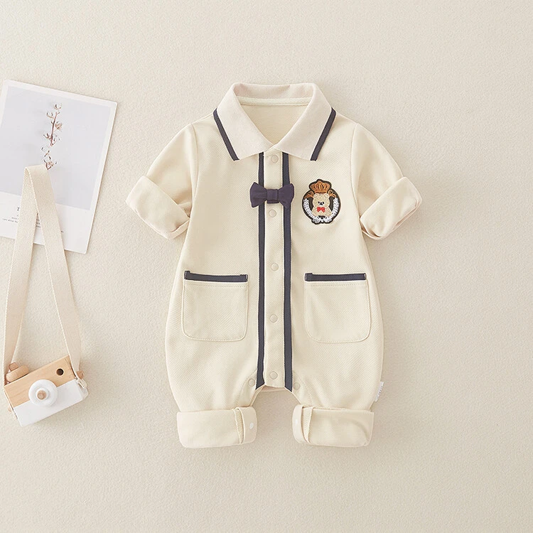 纯棉新生儿宝宝可爱超萌薄款长袖哈衣爬服春秋连体衣婴儿衣服秋冬