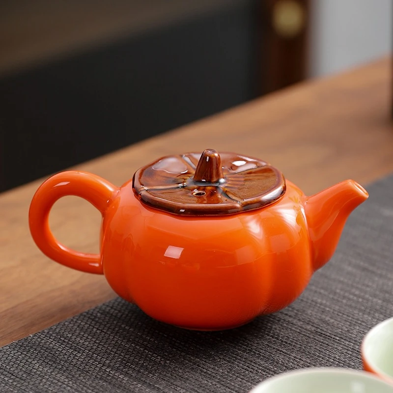 家用柿子茶壶事事如意茶壶陶瓷茶具