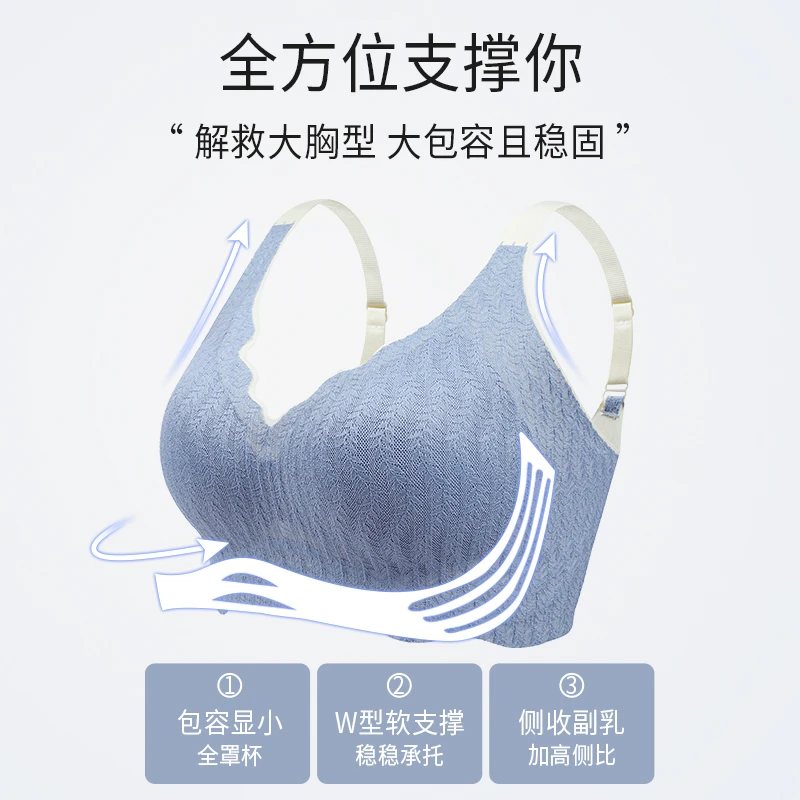 无痕收副乳调整型内衣女夏季超薄款大胸显小胸胖mm大码孕妇文胸罩