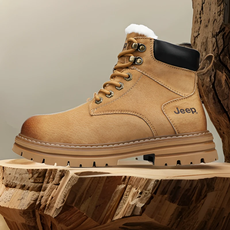 Jeep吉普男士冬季新款雪地靴户外休闲呢耐磨加绒时尚百搭马丁靴男