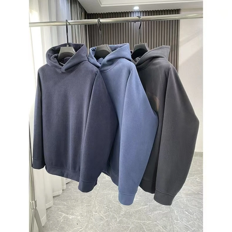 双面摇粒绒秋冬男士时尚蓄热锁温保暖休闲连帽卫衣打底衫 0-2360