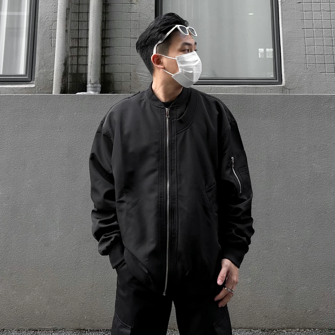 美式高街飞行员纯色工装夹克棒球服男女ins潮牌宽松夹棉棉服外套