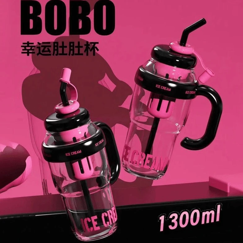 2024大容量甜酷多巴胺新款巨无霸高颜值冰霸杯女带把吸管杯水杯子