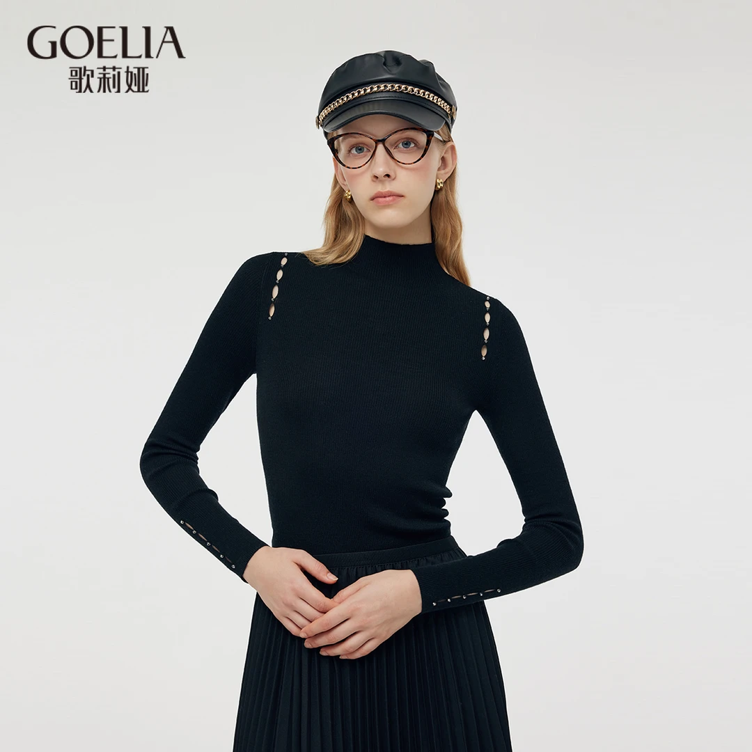 歌莉娅 冬季新品  钉珠绵羊毛毛衣  1CNR5J170