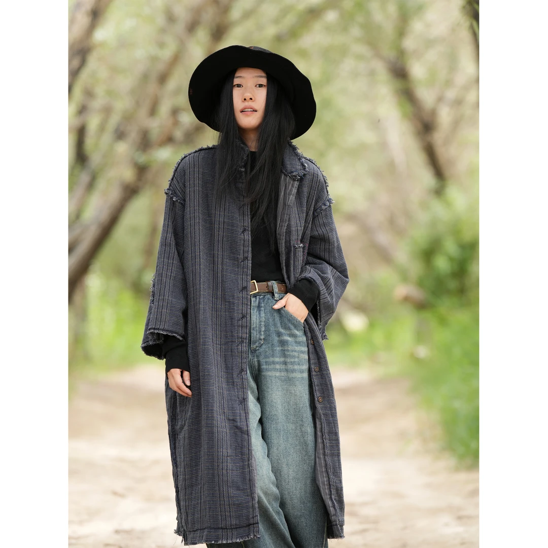 几见 原创设计秋季汉麻禅意连体衣长袍长袖连衣裙纯棉袍子WT3703