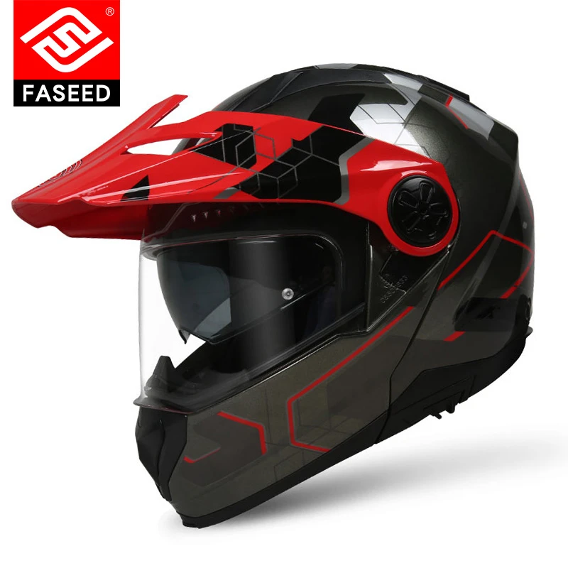 FASEED /909摩托车机车骑士骑行成人ABS材料四季拉力揭面盔多花色
