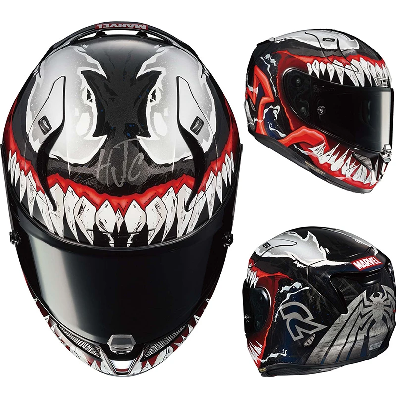 HJC摩托车跑车全盔碳纤维漫威毒液2代四季冬季防雾保暖男女士头盔