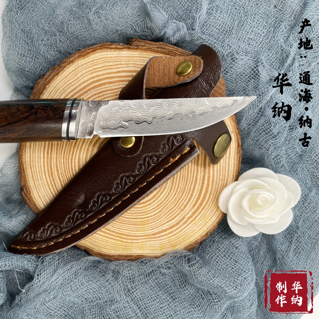 （微瑕疵，介意慎拍！！！）高档大马士革手把肉水果刀HN-009#