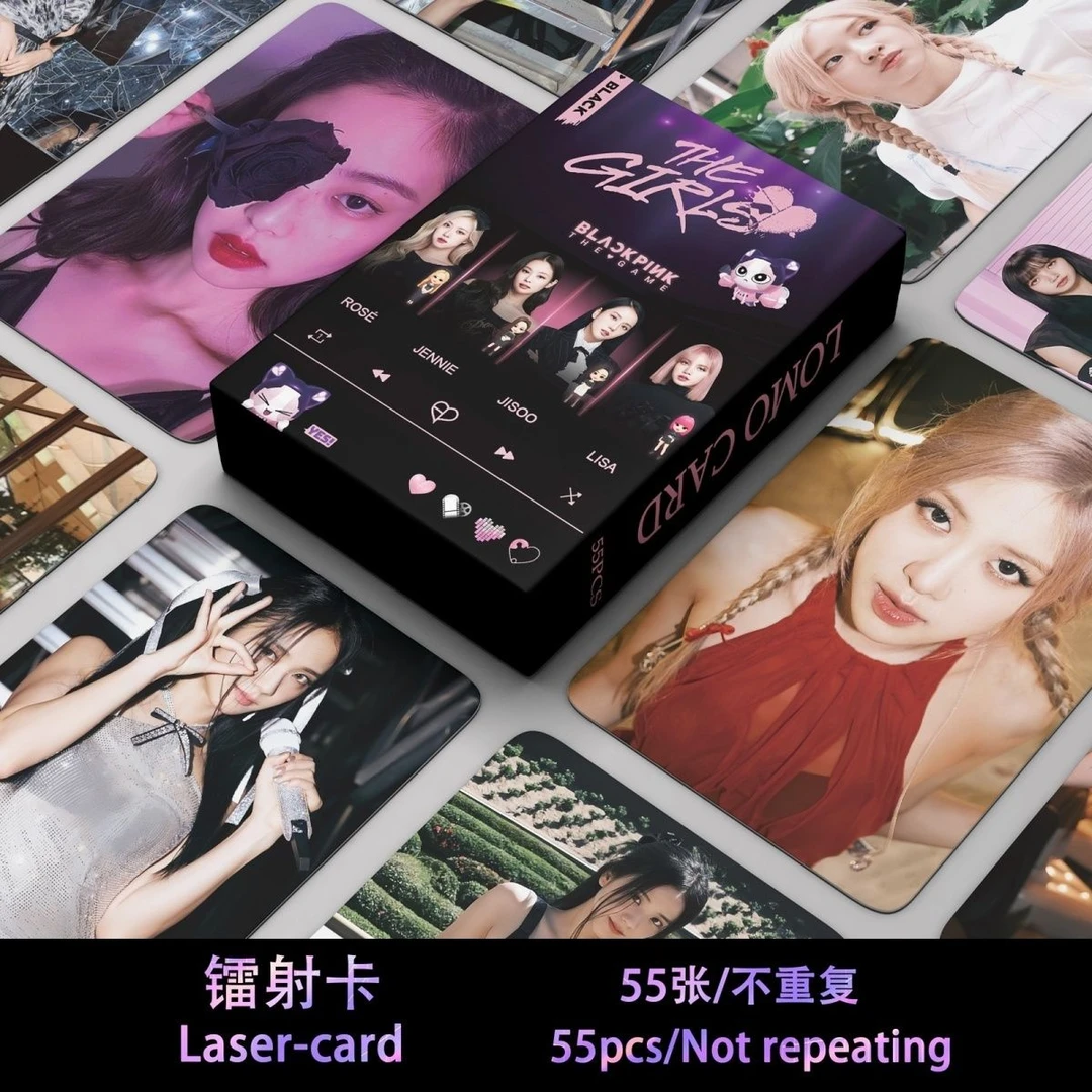 55张镭射小卡粉墨BP闪卡jennie金智妮jisoo金智秀lisa朴彩英rose